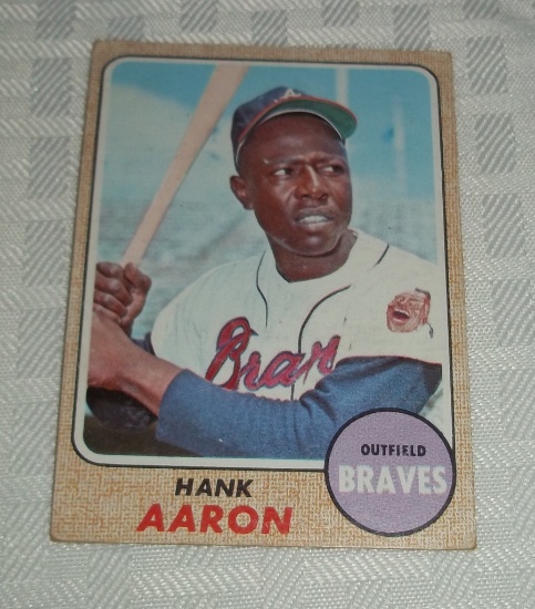 Vintage 1968 Topps Baseball Card #110 Hank Aaron Braves HOF