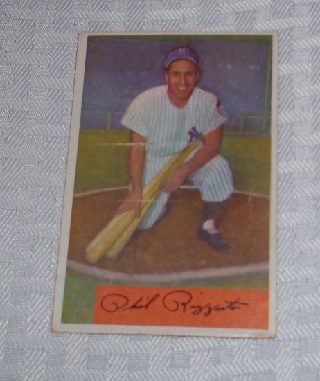 Vintage 1954 Bowman Baseball #1 Phil Rizzuto Yankees Solid Grade For Tough First Card In Set HOF
