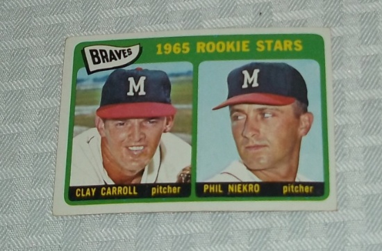 Vintage 1965 Topps Baseball Card #461 Braves Rookies Joe Niekro Clay Carroll RC HOF