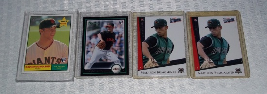 4 Madison Bumgarner Rookie Cards Giants 2010 Heritage Bowman Tristar RC