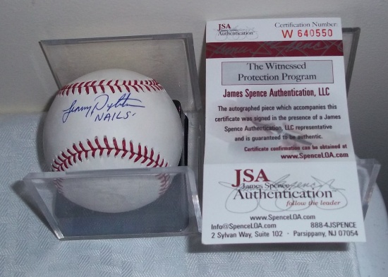 Lenny Dykstra Autographed Signed ROMLB Baseball Phillies Nails Inscription JSA COA