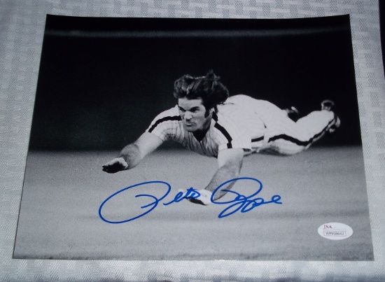 Phillies Pete Rose Autographed Signed 8x10 Photo The Slide JSA Sticker Only COA