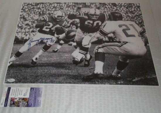 Lenny Moore Colts Autographed 16x20 Photo w/ 1975 HOF Inscription JSA COA Penn State