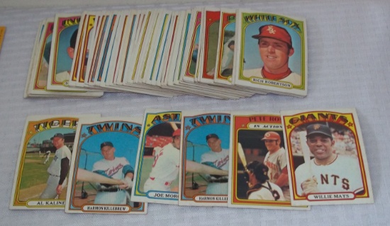 Vintage 1972 Topps Baseball Card Lot 65+ Cards Mays Rose HOF Solid Conditions