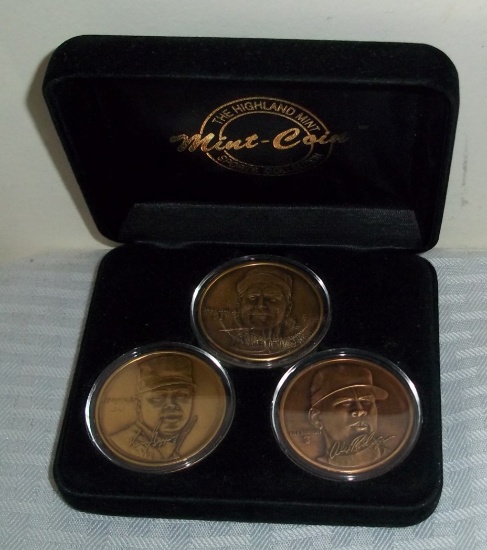 3 Piece Highland Mint Bronze Baseball Coins Mariners Griffey Jr Randy Johnson ARod Set