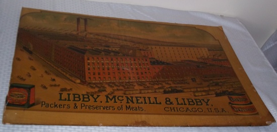 Old Original Advertising Store Poster Sign Libby McNeill Meats Ox Tongue Chicago Rare 23x34 Display
