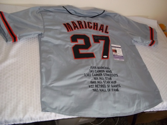 Juan Marichal Autographed Signed Baseball Rare Stat Jersey HOF Giants JSA COA Button Down Custom