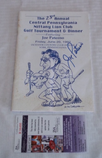 Joe Paterno Autographed Signed Golf Tournament Program JSA COA Penn State PSU Football HOF