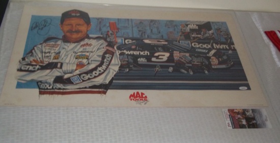 Dale Earnhardt Sr Autographed Signed MAC Tools Promo Poster Print 18x30 NASCAR JSA Sam Bass Litho