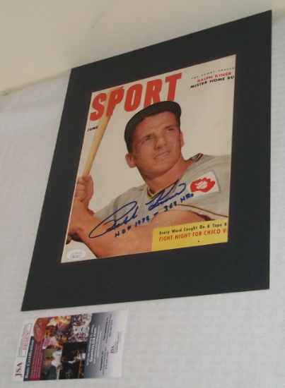 Vintage Ralph Kiner Autographed Sport Magazine Cover Page Matted Pirates JSA COA Inscription