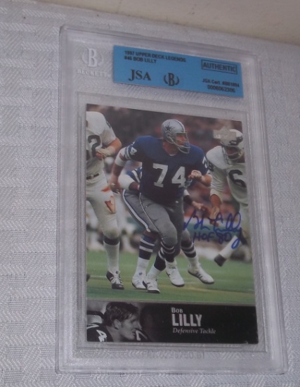 JSA BGS Slabbed Upper Deck Autographed Signed Cowboys Bob Lilly Card NFL HOF