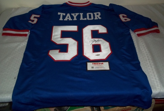 Lawrence Taylor Autographed Singed NFL Football Custom Stitched Jersey Tristar COA Giants HOF