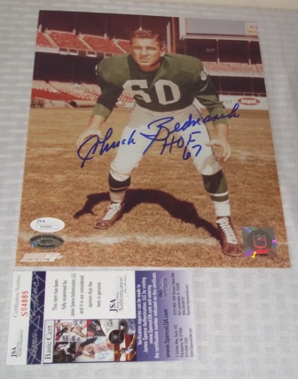 Chuck Bednarik Autographed Signed 8x10 Photo HOF 67 Inscription JSA COA Eagles NFL