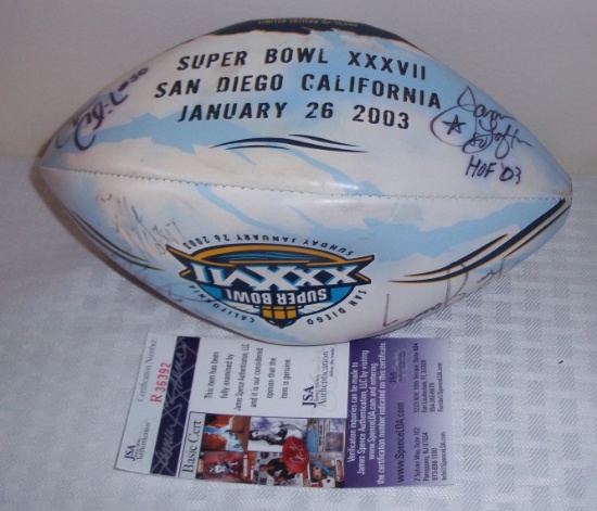 Autographed Signed Mini NFL Super Bowl 36 Football Jaworski Watters Eagles 5 Signatures JSA COA