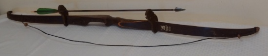 Vintage Wards Western Field Recurve Standard Hunter EBP Bow w/ Old Metal Tip Arrow Wall Hanger Decor