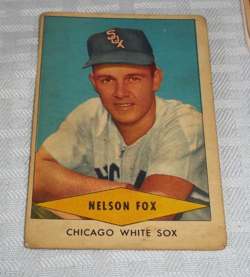 Vintage 1954 Red Heart Dog Food Baseball Card Nellie Fox White Sox HOF