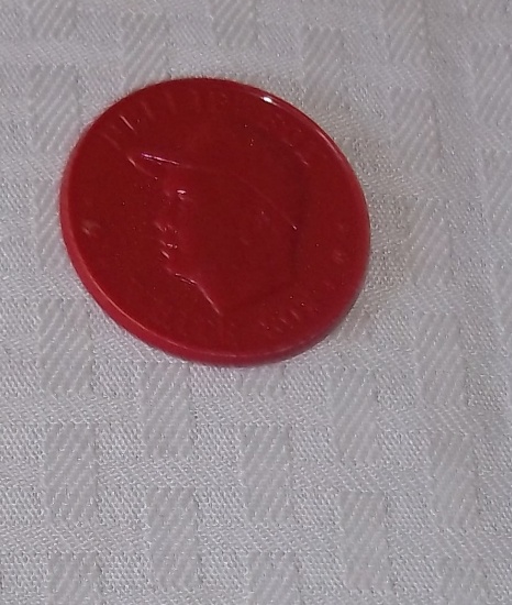 Vintage Armour Hot Dog Baseball Plastic Coin Nellie Fox White Sox HOF Red 1959 1960 Rae Oddball