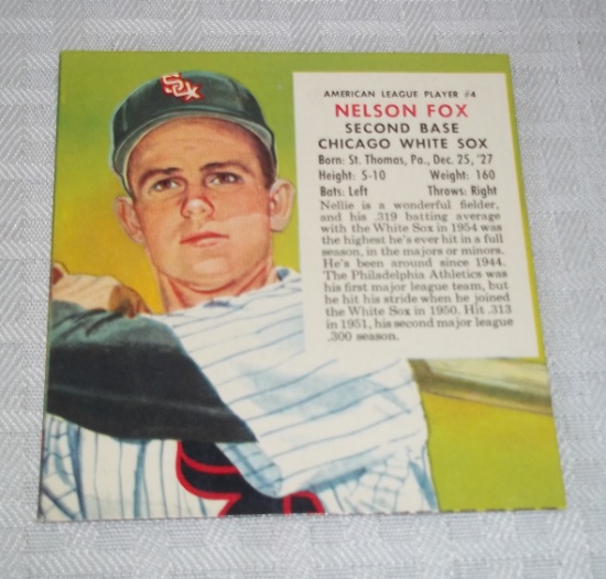 Vintage Redman Tobacco Baseball Card No Tab 1955 Nellie Fox White Sox HOF