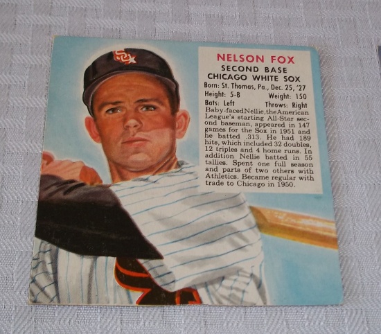 Vintage Redman Tobacco Baseball Card No Tab 1952 Nellie Fox White Sox HOF