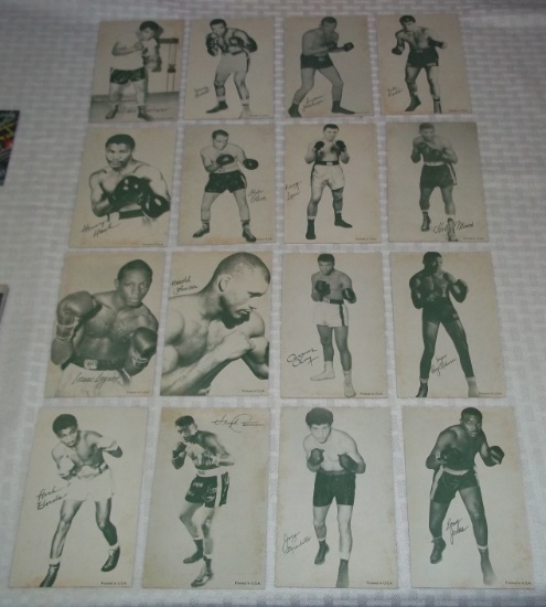 Vintage 1958 - 1962 Boxing Exhibit Arcade Cards 16 Card Set Cassius Clay Ali Rookie RC Manilla Back