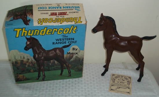 Vintage Marx Johnny West Horse Figure w/ Original Box Thundercolt Western Range Brown w/ Booklet