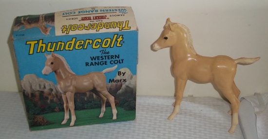 Vintage Marx Johnny West Horse Figure w/ Original Box Thundercolt Western Range White Tan w/ Booklet
