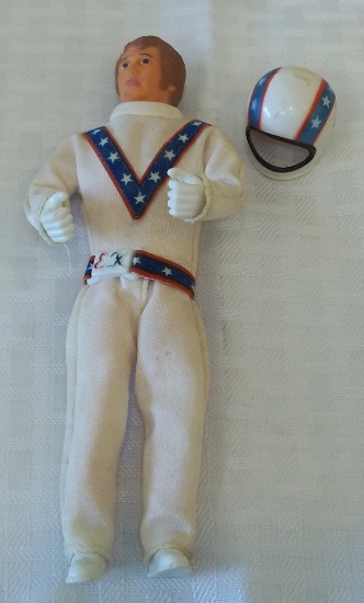 Vintage 1975 Ideal Evel Knievel Figure w/ Jumpsuit & Helmet White Rare Nice