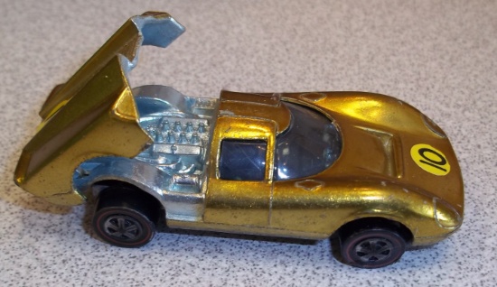 Vintage 1968 Mattel Hot Wheels Red Line Lola GT70 Gold #10