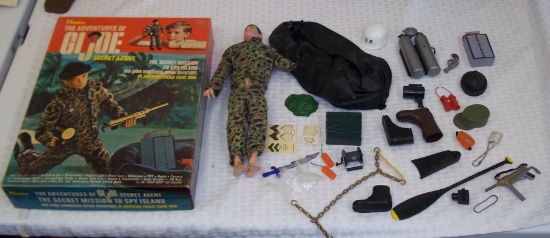 Vintage 1966 Hasbro G.I. Joe Secret Agent Figure Doll w/ Box Many Accessories Rare GI Knit Hat Cap