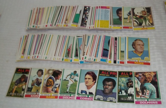 185 Vintage 1974 Topps NFL Football Card Lot Stars Griese Tarkenton Page Riggins HOFers