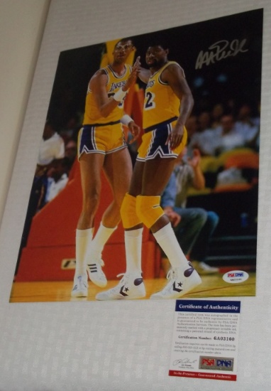 Magic Johnson Autographed 11x14 Photo PSA COA Lakers NBA Basketball HOF Pose w/ Kareem