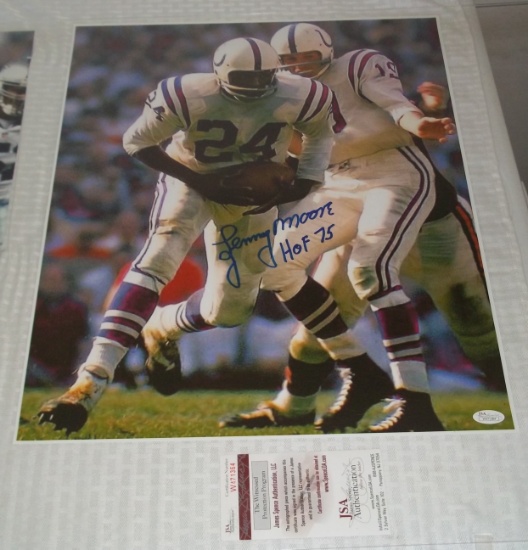 Lenny Moore NFL Colts Autographed 16x20 Photo w/ 1975 HOF Inscription JSA COA Penn State