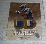 2007 Fleer Ultra Materials NFL Football Insert GU Relic Card Marshall Faulk 3 Color Patch 21/45 Rams