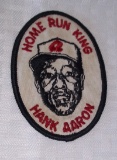 Vintage 1970s Hank Aaron Cloth Patch Home Run King Braves HOF Oval