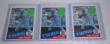 3 Key Vintage 1985 Topps Baseball Kirby Puckett Rookie Card RC Lot Twins HOF