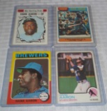 4 Vintage Hank Aaron Topps Baseball Card Lot Braves HOF 1970 1973 1975 1976