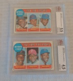 2 Vintage 1969 Topps Baseball Card Pair Leaders Beckett GRADED 4.5 & 5.5 EX