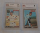 Vintage 1970 Topps Baseball Card Pair Beckett GRADED #537 Joe Morgan & #449 Jim Palmer HOF