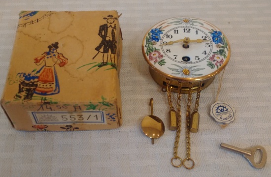 Vintage Wintermantel Tin Small Clock Germany MIB Box Working 553/1 Rare