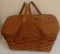 Large Older Antique Vintage Woven Picnic Basket w/ Handle Nice Decorative Piece