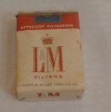 Vintage 1940s 1950s Cigarette Pack Unused Sealed Advertising Non Use Collectible L&M Liggett Myers