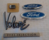 5 Vintage Car Emblem Badge Logo Lot Ford Blue Oval Fuel Injection Volare Metal