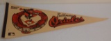 Vintage Full Size Pennant MLB Baseball 1960s 1970s Baltimore Orioles Bird Batting Memorial Stadium