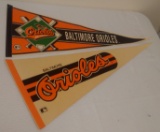 Vintage 1980s 1990s Baltimore Orioles Full Size Pennant Pair Logo Ripken