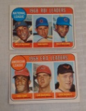2 Vintage 1969 Topps Baseball Leader Cards # 4 & #7 Stars HOFers