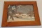 Vintage 1950s Paul Detlfsen Winter Scene Horse Sleigh Snow Framed