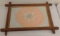 Antique Vintage Walnut Wood Frame Stitched Flower Wall Art