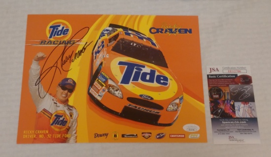 Rickey Craven NASCAR Signed Autographed Hero Card 9x11 Photo JSA COA Tide Racing