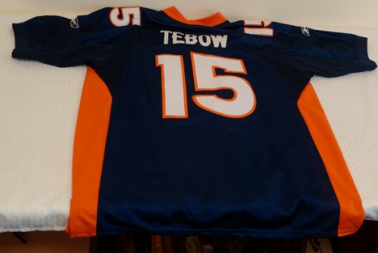 NFL Reebok Football Jersey Denver Broncos Tim Tebow On Field Stitched Size 52