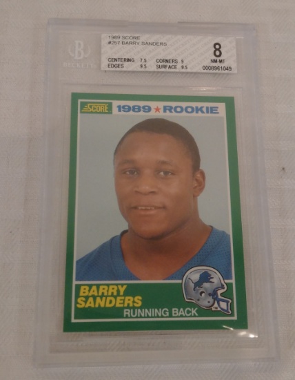 1989 Score NFL Football #257 Barry Sanders Rookie Card RC Lions HOF Beckett GRADED 8 NRMT BGS